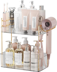 Bathroom Counter Organizer with Hair Dryer Holder