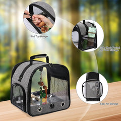 (6-pieces) Bird Carrier Bag Set, Parrot Travel Carrier with Stand Food Tray and Water Bottle