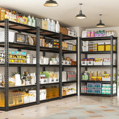Heavy-Duty 5-Tier Adjustable Metal Storage Shelving Unit, Capacity Garage Utility Rack & Organizer (Black, 60 * 30 * 180 cm) – Suitable for Kitchen Pantry, Basement, Bathroom & Laundry Room