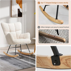 Modern Off White Rocking Chair – Soft Boucle Fabric