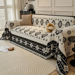 Mylindde Chenille Sofa Covers, Washable Geometric Jacquard Bohemian Couch Cover