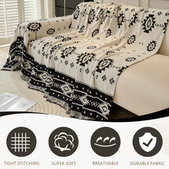 Mylindde Chenille Sofa Covers, Washable Geometric Jacquard Bohemian Couch Cover
