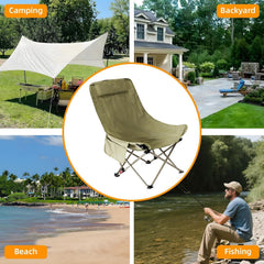 Ultralight Folding Portable Camping Chair with Built-in Headrest