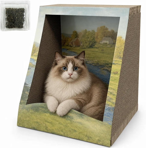 Cat Scratcher Bed, 3-in-1 Cat Scratch Board & Cozy Hideout