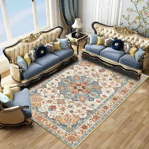 VAODO Bohemian Area Rug, 140 * 200cm Vintage Washable Rug, Non-Slip Non-Shedding Floor Carpet, for Living Room Bedroom Dining Room Indoor Home Decor