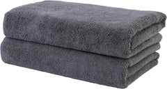 Quick Dry Lint Free Microfiber Hair Drying Salon Towel, 20 x 40 in, 2 Pack (Dark Gray)