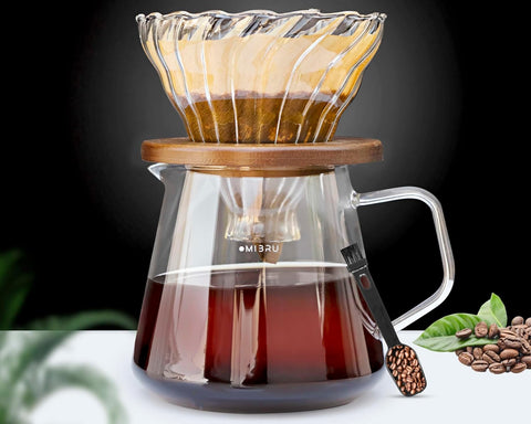 MIBRU V60 Drip Coffee Set Drip Coffee Maker Set Professional Coffee Machine Drip Set of 3 Drip Utensils Drip Coffee Machine, Fast Brewing Specialist طقم بالتقطير