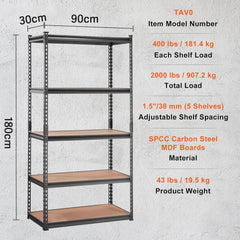 Heavy-Duty 5-Tier Adjustable Metal Storage Shelving Unit