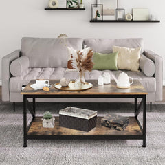 Coffee Table with Storage Shelft and 2 Tier Storage Shelf, Wooden Furniture