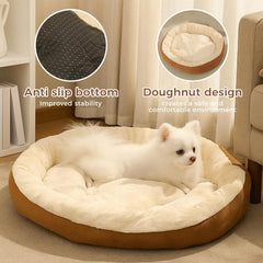Round Fluffy Plush Pet Bed for Dogs & Cats