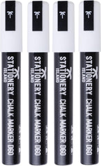 D60 Dry Erase White Liquid Chalk Pen - 6mm Chisel Tip - Pack of 4 White Chalk Markers