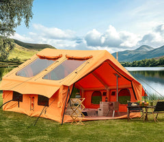 130 SQFT Inflatable Tents for Camping, 8-12 Person Tent with 2 TPU Skylight,