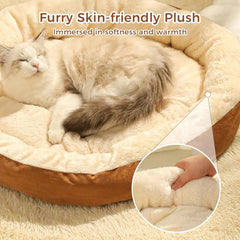 Round Fluffy Plush Pet Bed for Dogs & Cats