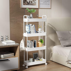 4-Tier Slim Storage Cart, Bathroom Organizer Mobile Shelving Unit