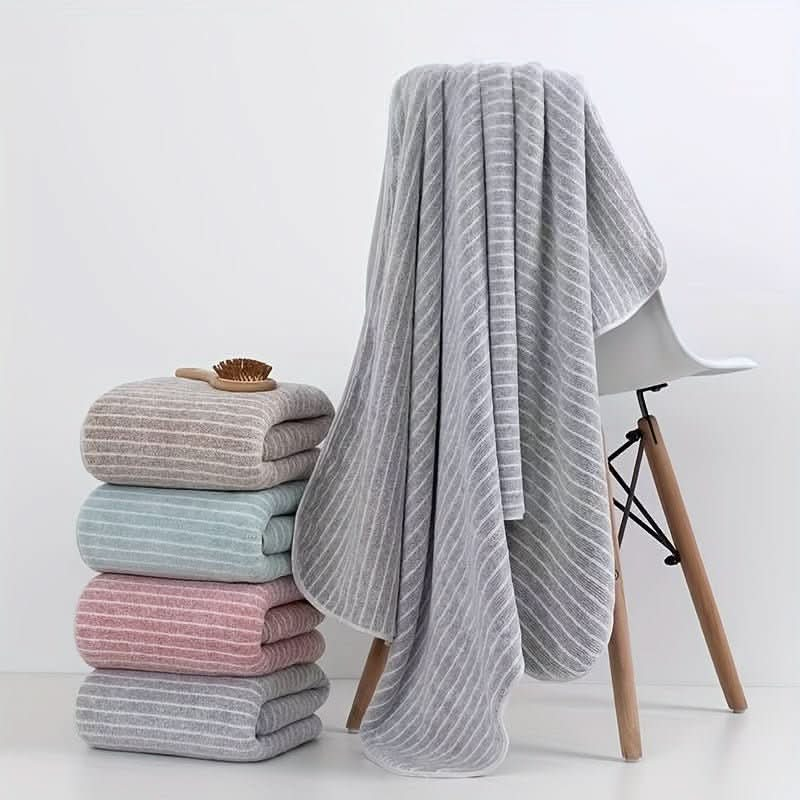 8pcs Luxurious Striped Coral Velvet Towel Set - Nimall