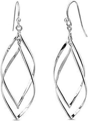 925 Sterling Silver Double Twisted Linear Marquise Loops Classic Infinity Drop Dangle Earrings AL064 - Nimall