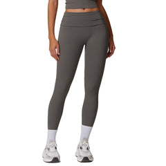 European and American tight quick-drying yoga pants women's folding high waist hip-lifting fitness pants wear versatile casual sports pants 8791