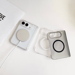 Suitable for apple iphone duo foldable screen magnetic phone case transparent frosted double center axis pc anti-fall protective cover