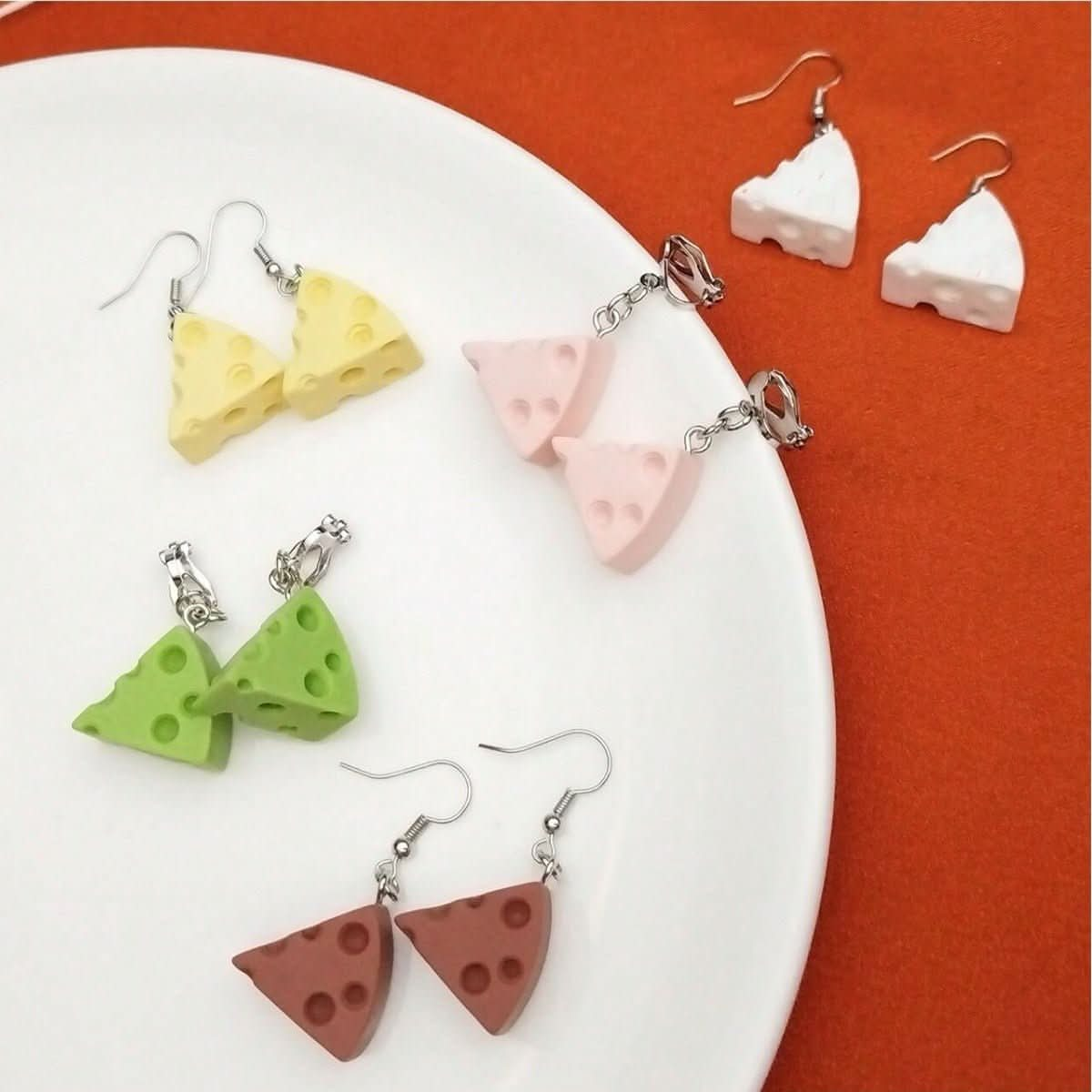 A pair of simulated cheese resin DIY pendant earrings are suitable for fashionable women - Nimall