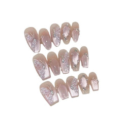 Alice Fairy Butterfly Cat's Eye Pearl Nude Premium Light Luxury Light Therapy Nail Piece Nail Art Wear Nail - Nimall