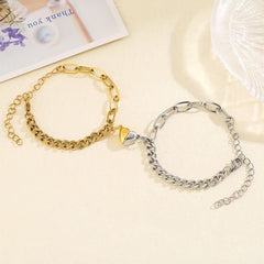 Alloy love magnet attracts couple bracelet - Nimall