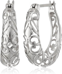 Amazon Essentials Open Filigree Swirl Hoop Earrings in Sterling Silver AL049 - Nimall