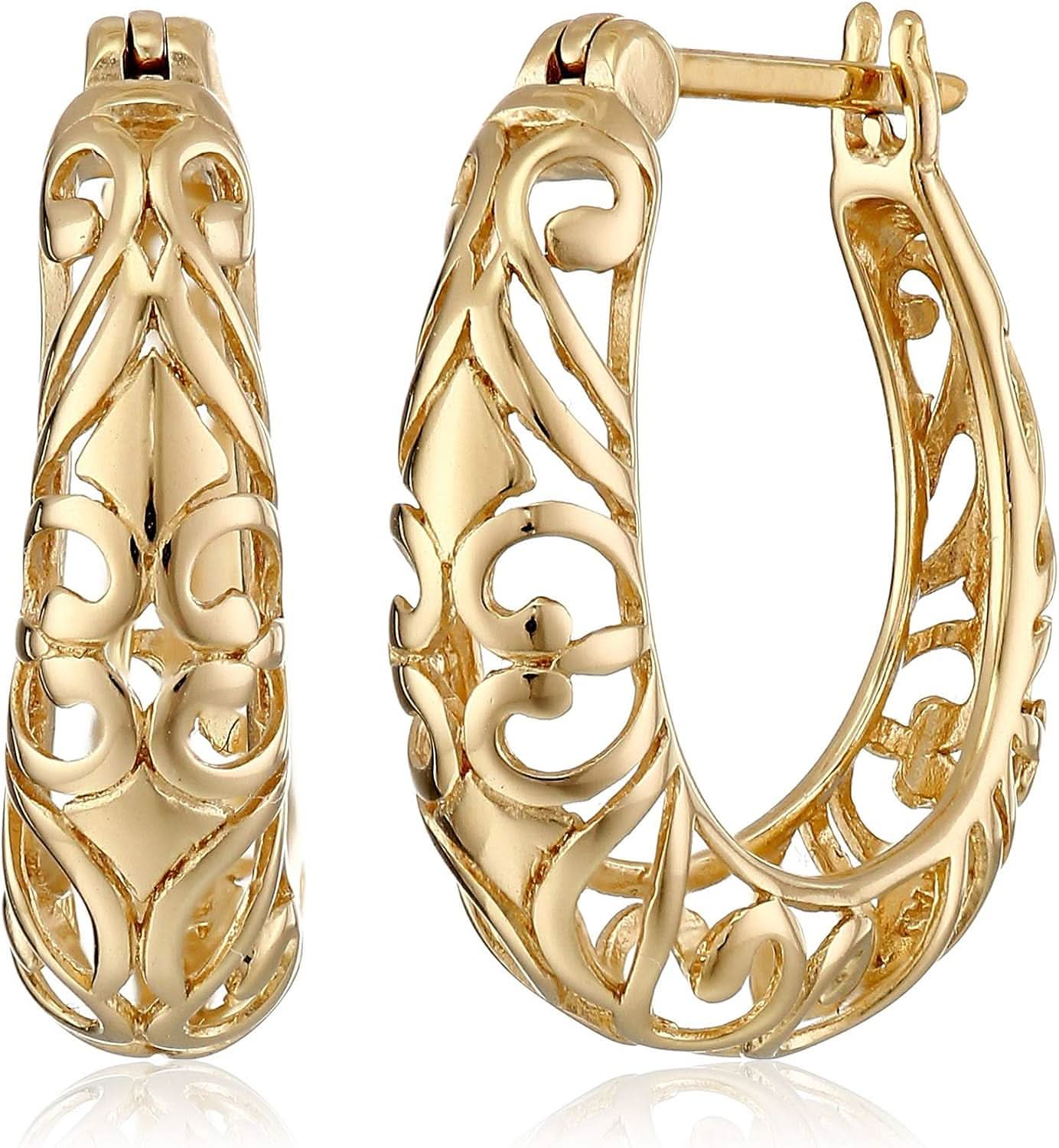 Amazon Essentials Open Filigree Swirl Hoop Earrings in Sterling Silver AL049 - Nimall