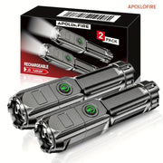 APOLLOFIRE 1/2pcs Super Bright Zoomable Flashlight, Portable Multi - Functional, Telescopic Zoom For Outdoor Home Use - Nimall