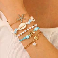 Beach Ocean Wind Conch Starfish Bracelet Five - piece Set Hand - woven Bracelet Women - Nimall