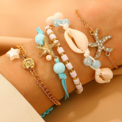 Beach Ocean Wind Conch Starfish Bracelet Five - piece Set Hand - woven Bracelet Women - Nimall