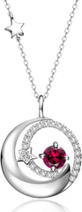 Birthstone Necklaces 925 Sterling Silver Moon and Star Pendant Fine Jewelry AL105 - Nimall