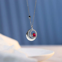 Birthstone Necklaces 925 Sterling Silver Moon and Star Pendant Fine Jewelry AL105 - Nimall