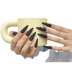 Black snake manicure is purely handmade and original design, wearing manicure temperament matte glossy national style simple three - dimensional model - Nimall