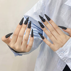 Black snake manicure is purely handmade and original design, wearing manicure temperament matte glossy national style simple three - dimensional model - Nimall