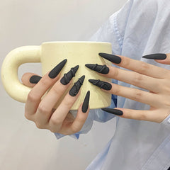 Black snake manicure is purely handmade and original design, wearing manicure temperament matte glossy national style simple three - dimensional model - Nimall