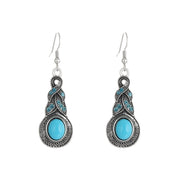 Blue crystal inlaid turquoise earrings. - Nimall