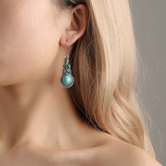 Blue crystal inlaid turquoise earrings. - Nimall