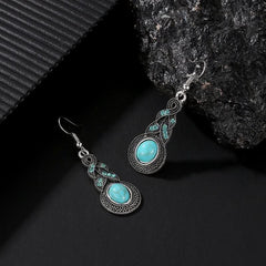 Blue crystal inlaid turquoise earrings. - Nimall