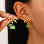 Bow cherry earrings open hoop - Nimall