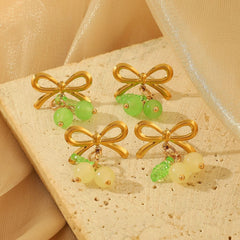 Bow cherry earrings open hoop - Nimall