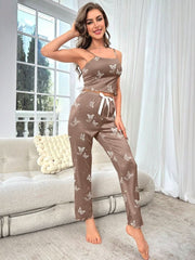 Butterfly Print Cami And Pants Pajama Set Womens Lingerie - Nimall