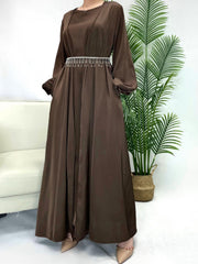 Ramadan Long Sleeve Abaya Solid Abaya  Clothing