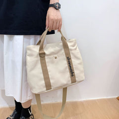 Canvas Tote Bag Women Handbag With Pocket AL219 - Nimall