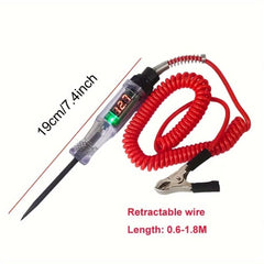 Car Test Pen Circuit Tester, DC Truck Voltage Digital Display Long Probe Pen With Light, Automotive Diagnostic Tools Auto Repair Tool - Nimall