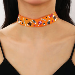 Cartoon Ribbon Print Necklace Collarbone Chain - Nimall