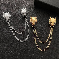 Chain Brooch Men's Retro Creative Design Suit Collar Pin Alloy Collar - Nimall