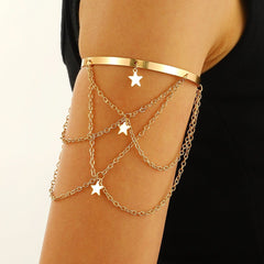 Chain Long Arm Bracelet Star Arm Ring Premium Open Arm Ring Bracelet - Nimall