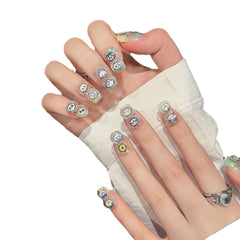 Children wearing armor colorful kitten girls nail art piece handmade nail cartoon fake nail patch removable - Nimall