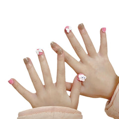 [Children's Wear Nail] Children's Nail Pink Bow Nail Art Cute Children's Wear Nail Art Reuse - Nimall