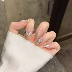 Cold Nail Art Silver Mirror Nail Art Magic Mirror Powder Wearing Nail Temperament White Butterfly Nail Art Explosive Diamond - Nimall